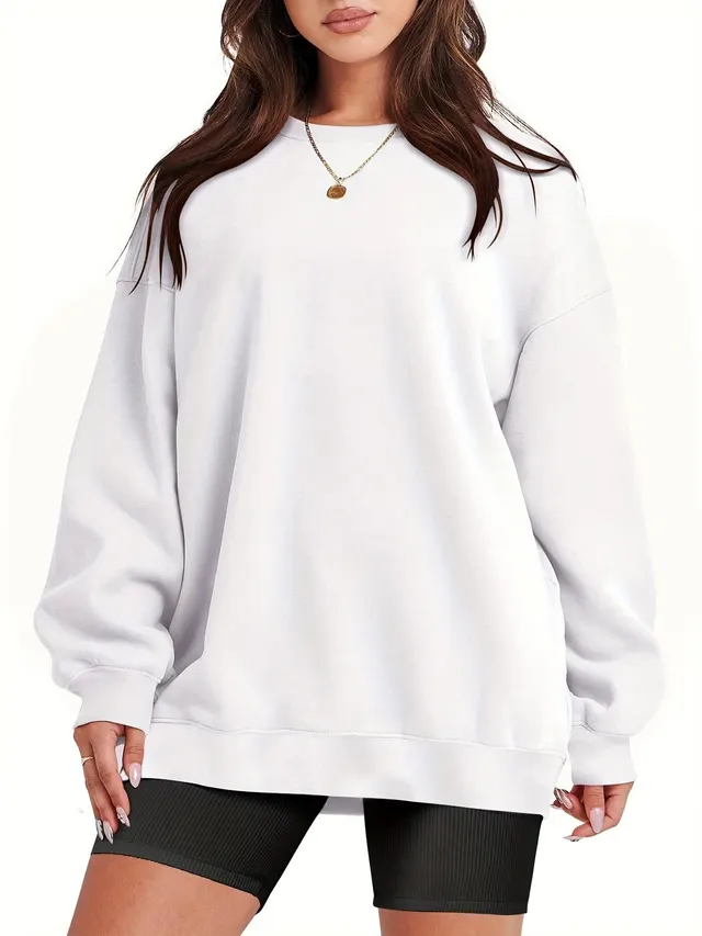 Women's Fashion Loose Sweatshirt Sweater White - Shop at LoveMi