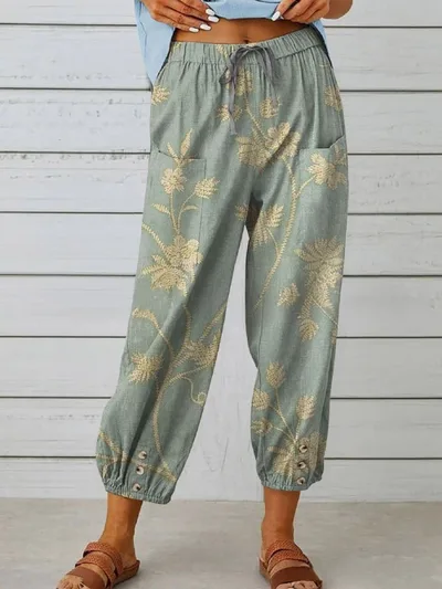 Cotton And Linen Loose Casual Women's Pants Straight 1 Color Xxxl - Shop at LoveMi