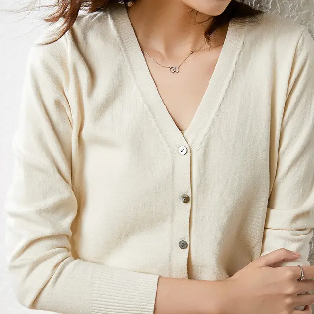 Knitwear Coat Solid Color Slim Fit Woolen Knit Outer Sweater Women Apricot - Shop at LoveMi