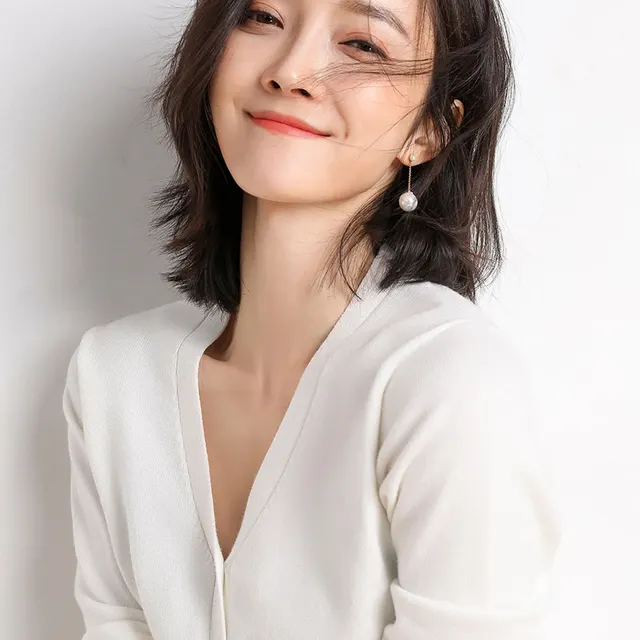 Knitwear Coat Solid Color Slim Fit Woolen Knit Outer Sweater Women White - Shop at LoveMi