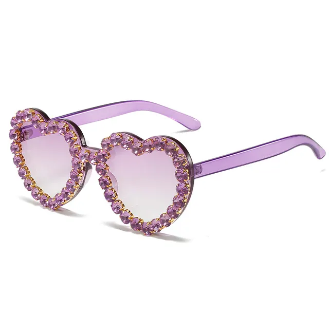 Fashionable All match Peach Heart Sunglasses For Women Gradient Purple Color - Shop at LoveMi