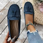 Women's Round Head Loafers Fashion Non-slip Soft Comfortable Flats Shoes - Blue