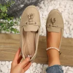Women's Round Head Loafers Fashion Non-slip Soft Comfortable Flats Shoes - Khaki