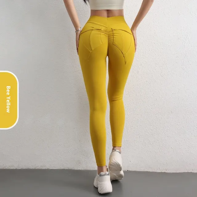 High Waist Hip Lift Yoga Pants With Pockets Women's Sports Fitness Trousers Leggings Bee Yellow - Shop at LoveMi