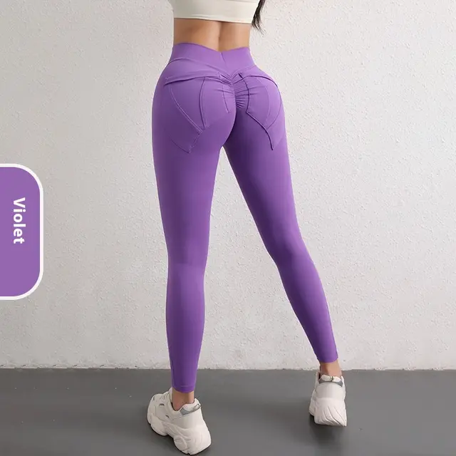 High Waist Hip Lift Yoga Pants With Pockets Women's Sports Fitness Trousers Leggings Violet - Shop at LoveMi