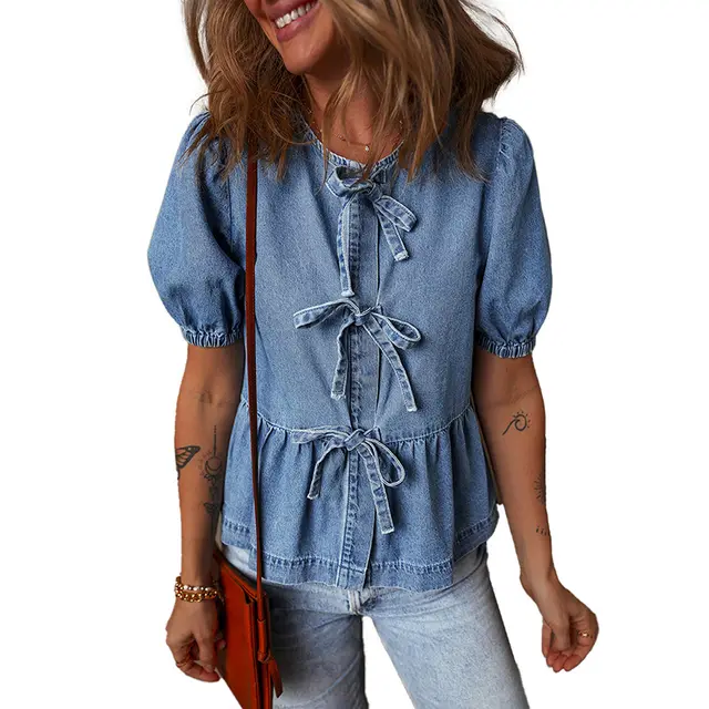 Fashion Trendy Bow Bandage Shirt Lc7821278 P704 - Shop at LoveMi