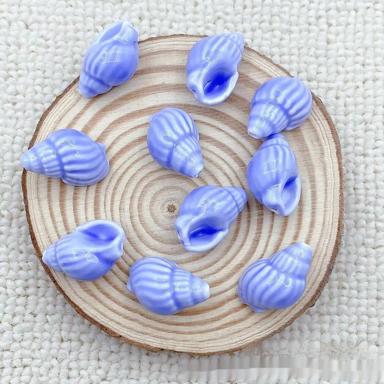 Conch Ceramic Beads Loose Beads Snails Silk Beads Handmade Diy Ornament - Light Blue