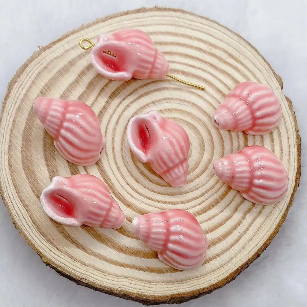 Conch Ceramic Beads Loose Beads Snails Silk Beads Handmade Diy Ornament - Pink