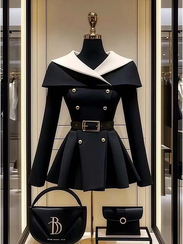 Black Waist Trimming Coat Top Autumn Black - Shop at LoveMi
