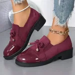 Women's Bowknot Chunky Heel One Pedal Loafer - Wine