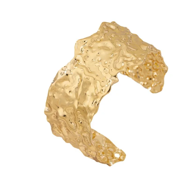 WT B667 Unique Irregular Lines 18K Gold Plated Brass Open ended Bracelet Gold - Shop at LoveMi