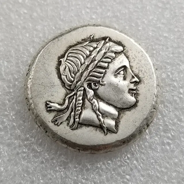 Antique Crafts Greek Portrait Coin Cooperized Silver Distressed Silver Dollar Silver Cake Silver - Shop at LoveMi