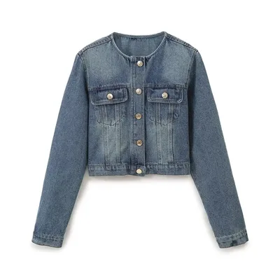 Women's Clothing Fashion Short Denim Jacket Coat Blue - Shop at LoveMi