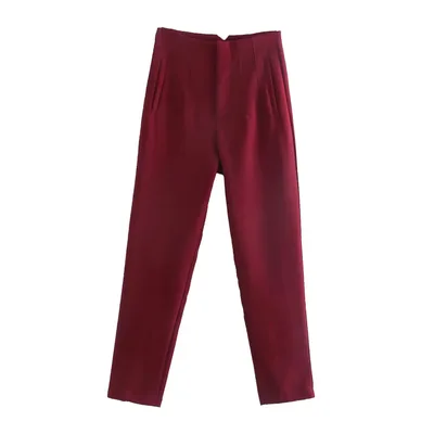 Women's Fashion Multi color Trousers Wine - Shop at LoveMi
