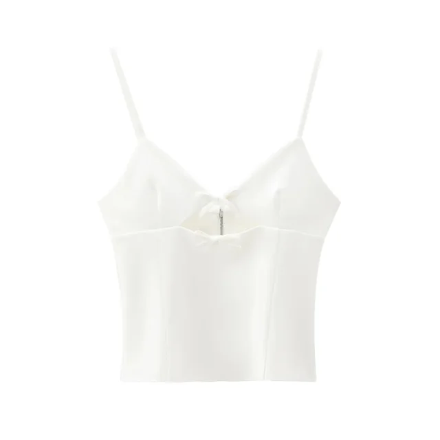 Women's Hollow out Detail Bow Sleeveless Top White - Shop at LoveMi