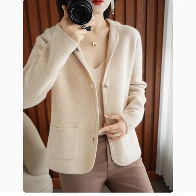 Women's Loose Wool Knitted Top Beige - Shop at LoveMi