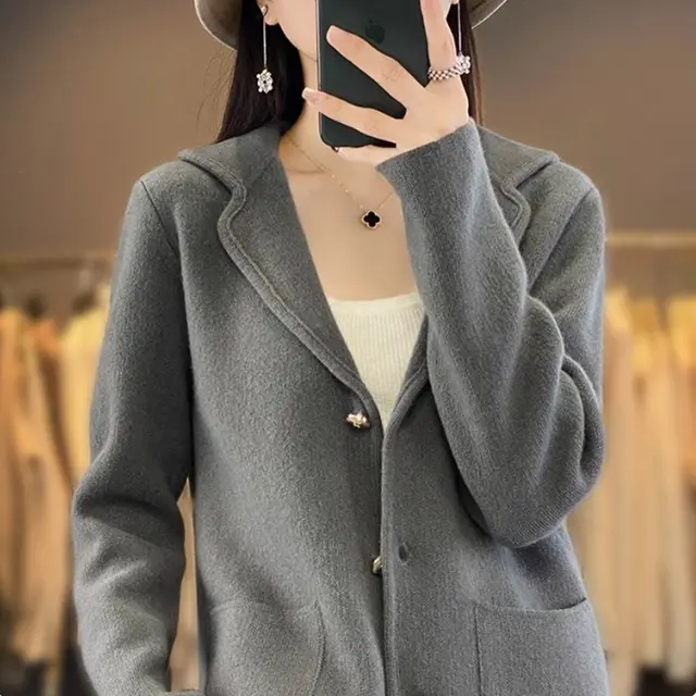 Women's Loose Wool Knitted Top Elephant Grey - Shop at LoveMi