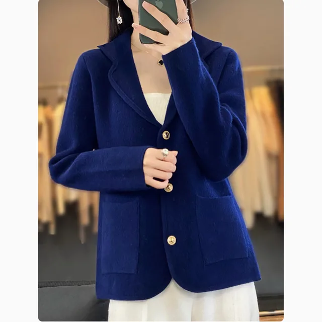 Women's Loose Wool Knitted Top Navy Blue - Shop at LoveMi