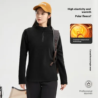 Double sided Velvet Autumn And Winter Warm Polar Fleece Jacket Women'S Black - Shop at LoveMi