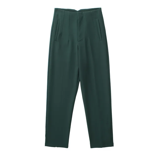 Women's Fashion Slim Fit Slimming High waisted Trousers Dark Green - Shop at LoveMi