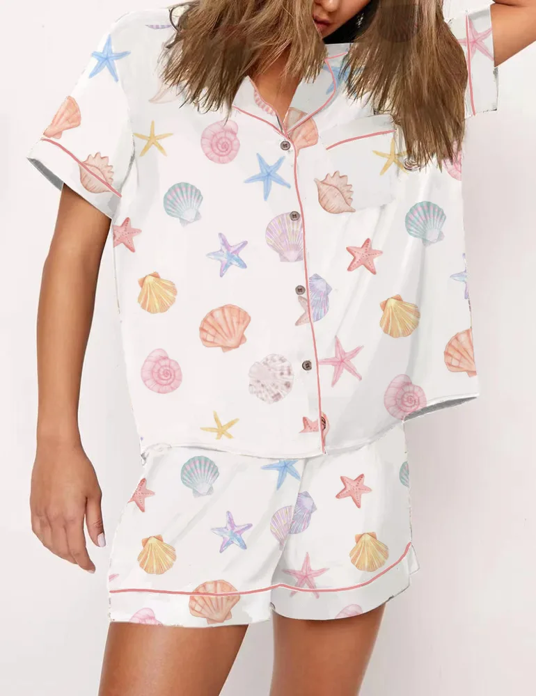 Digital Printing Can Be Outerwear Short sleeved Shorts Suit Women 3 Conch Xxs - Shop at LoveMi