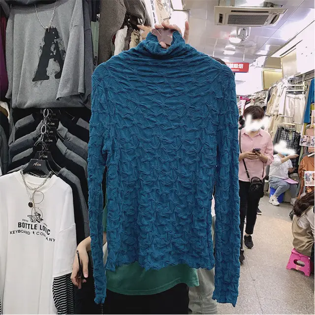 Autumn And Winter Brown Long sleeved T shirt Female All matching Slim Fit Blue Premium Edition - Shop at LoveMi