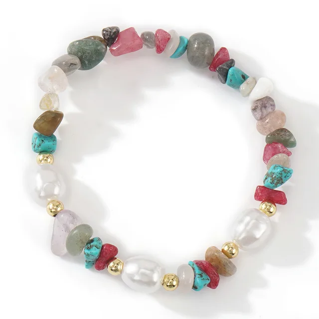 Pearl Copper Bead Mixed Color Semi precious Stone Bracelet Bb24122701A - Shop at LoveMi