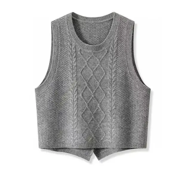 Women's Fashion Personalized Wool Knitted Vest Gray - Shop at LoveMi