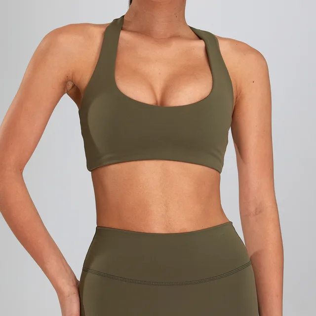European And American High strength Sports Underwear Women's Tight Push up Yoga Bra Shockproof Gray Green - Shop at LoveMi