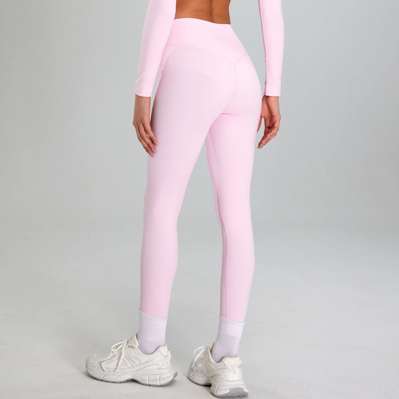 Quick-drying Breathable Fitness Outer Wear Running Nude Feel Yoga Pants - Cherry Blossom Powder