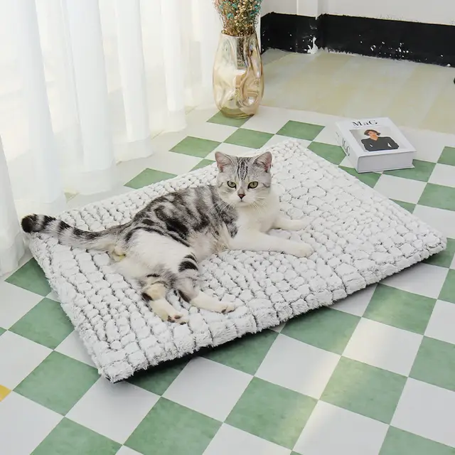 Warm Pet Pad Winter Sleep Fleece Dog Bed Comfortable Cat Nest M 70X48Cm - Shop at LoveMi