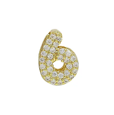 Brass 18K Zircon Diy Accessories Year Pendant Number 6 - Shop at LoveMi