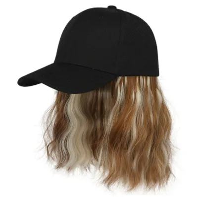 Natural New One piece Wig Women's Short Curly Hair Baseball Hat Black Brown H Gold - Shop at LoveMi