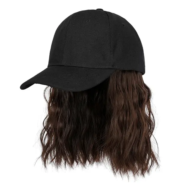 Natural New One piece Wig Women's Short Curly Hair Baseball Hat Dark Brown - Shop at LoveMi