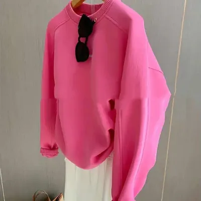 Rose Red Hoodless Sweater Design Sense Bottoming Velvet Padded Top Thin - Shop at LoveMi