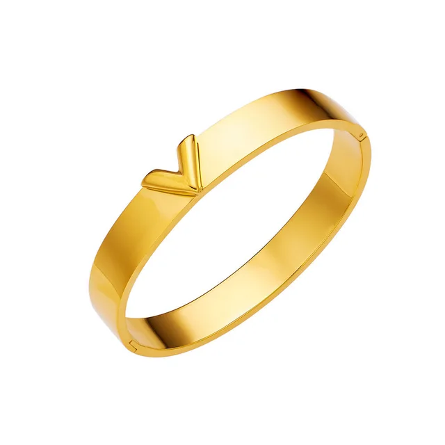 V shaped Wide Couple Bracelet Female Gold Buckle Golden Wide Version - Shop at LoveMi
