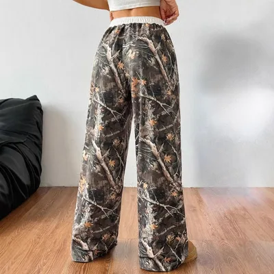 Women's Fashion Casual Elastic Waist Tight Camouflage Printing Mop Pants Color 2Xl - Shop at LoveMi