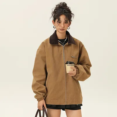 American Lapel Loose Leisure All matching Coat Light Brown - Shop at LoveMi