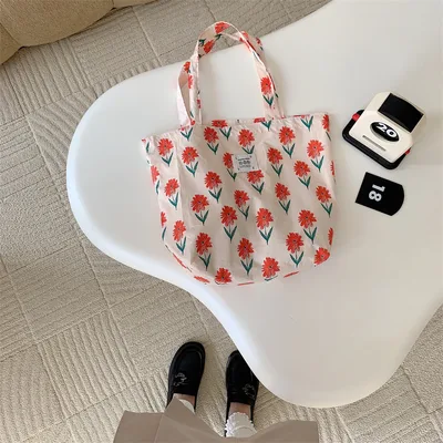 Tote Large Capacity Fashion Floral Canvas Shoulder Bag Green - Shop at LoveMi