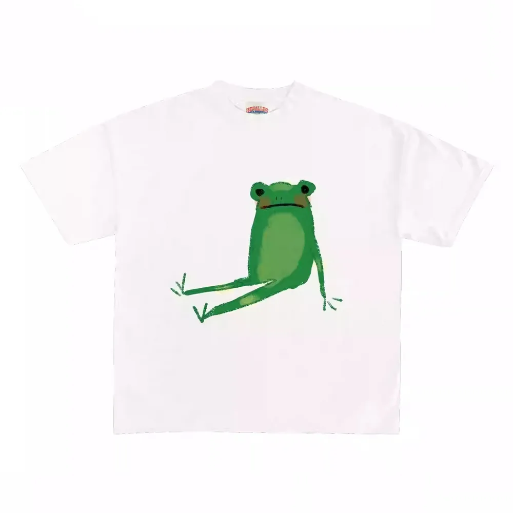 Frog Print T shirt Cute Animal Pattern Spoof Casual All match White - Shop at LoveMi