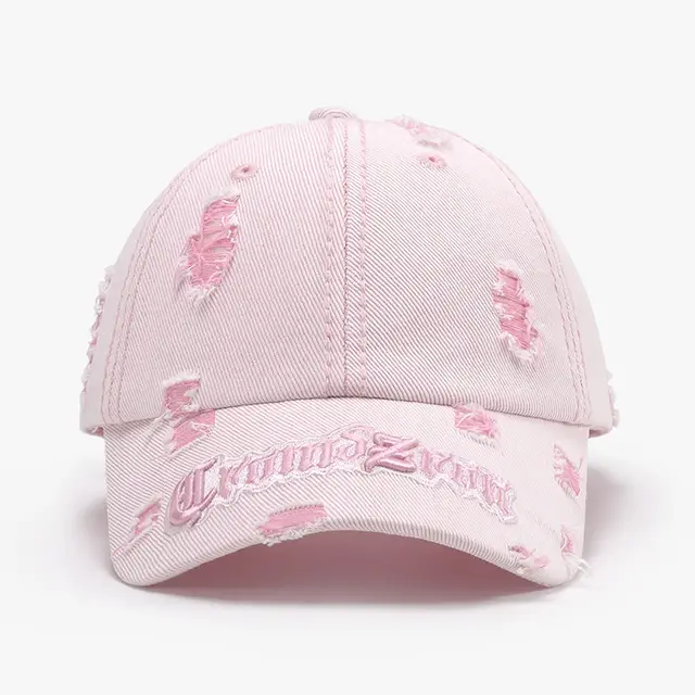Matching Ripped Letter Print Embroidery Men's Big Head Circumference Personality Adjustable - Shop at LoveMi