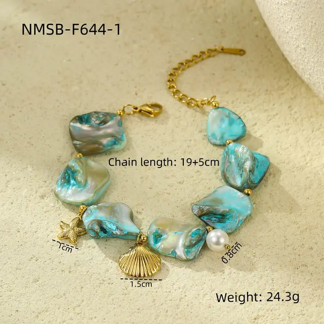Stainless Steel Bracelet Beach Shell Pearl Nmsbf6441 - Shop at LoveMi