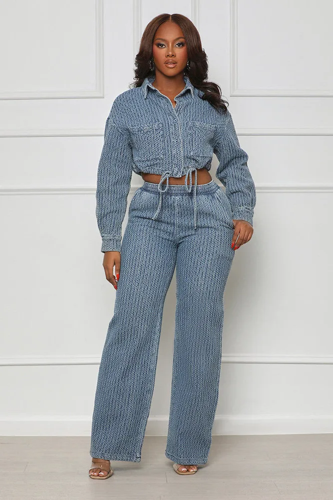 Fashion Denim Women's Wear Two piece Set Blue - Shop at LoveMi