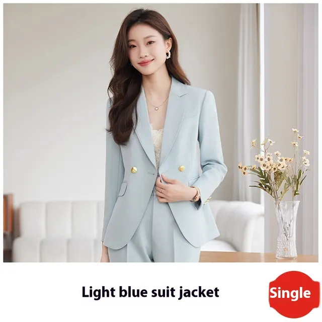 Suit Jacket Business Wear Temperament Annual Meeting Host Suit Light Blue Suit - Shop at LoveMi