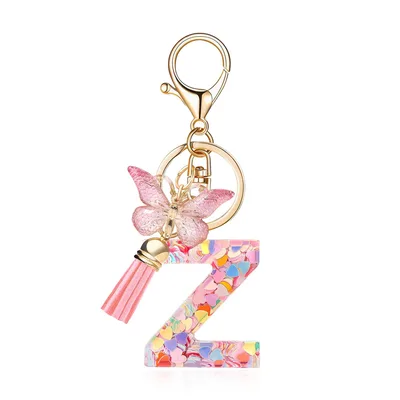Fashion Letter Love Heart Sequins Butterfly Tassel Keychain Z - Shop at LoveMi