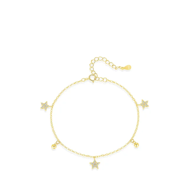 Chic Style Diamond Embedded Star Ball Pendant Bracelet K Gold - Shop at LoveMi