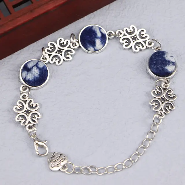 Ethnic Blue Dyed Tie dye Bracelet Hand stitched 3 Colors - Shop at LoveMi