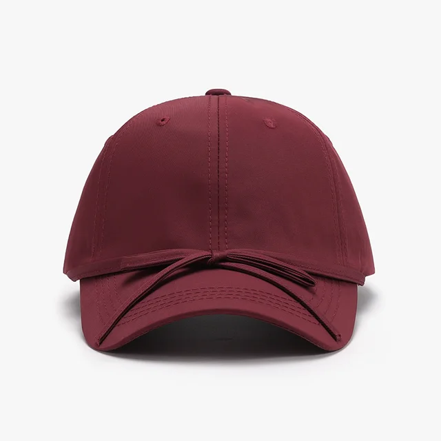Spring And Autumn Bowknot Quick drying Soft Top Women's Baseball Cap Wine Red - Shop at LoveMi