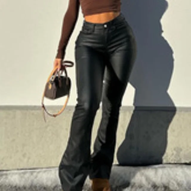 Light Mature Woman People Black Fashionable Sense Versatile Leather Pants Autumn And Winter New Black - Shop at LoveMi