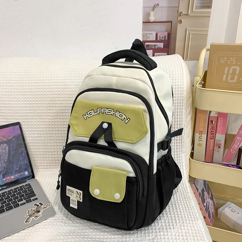 New High School And College Student Schoolbag Spine Protection Large Capacity Black - Shop at LoveMi